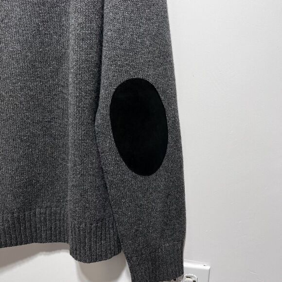 VINCE Men's Wool Cashmere Crewneck Pullover Sweater Elbow Patch Size XXL In Gray - Picture 7 of 10